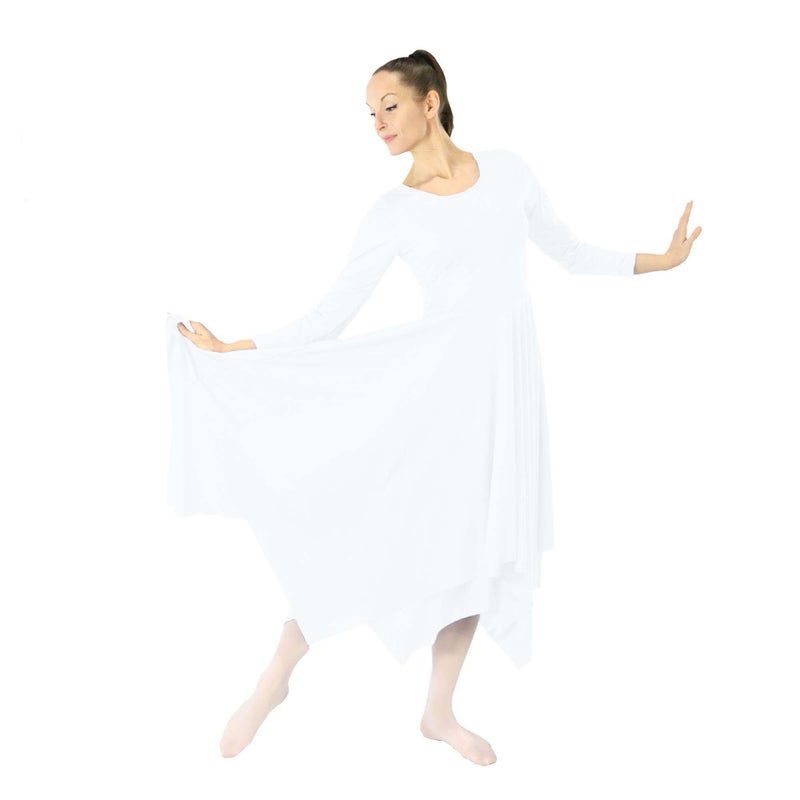 Danzcue Womens Celebration of Spirit Long Sleeve Dance Dress, White, S-M - Image 1